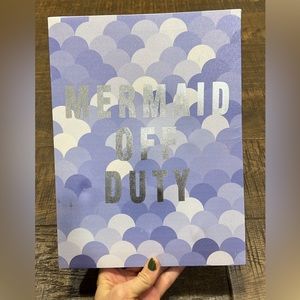 Mermaid Off Duty purple scale hanging sign